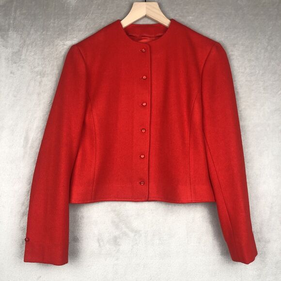VTG PENDLETON Boiled Wool Jacket Sz 8 Red Button Up Made in USA Academia - Picture 1 of 12